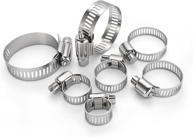 imsiboc 30PCS Stainless Steel Hose Clamps, 5/8'' - 1'' (16-25mm) Adjustable Worm Gear Metal Fuel Line Clamp for Plumbing, Mechanical and Automotive Hose Connections - Image 2